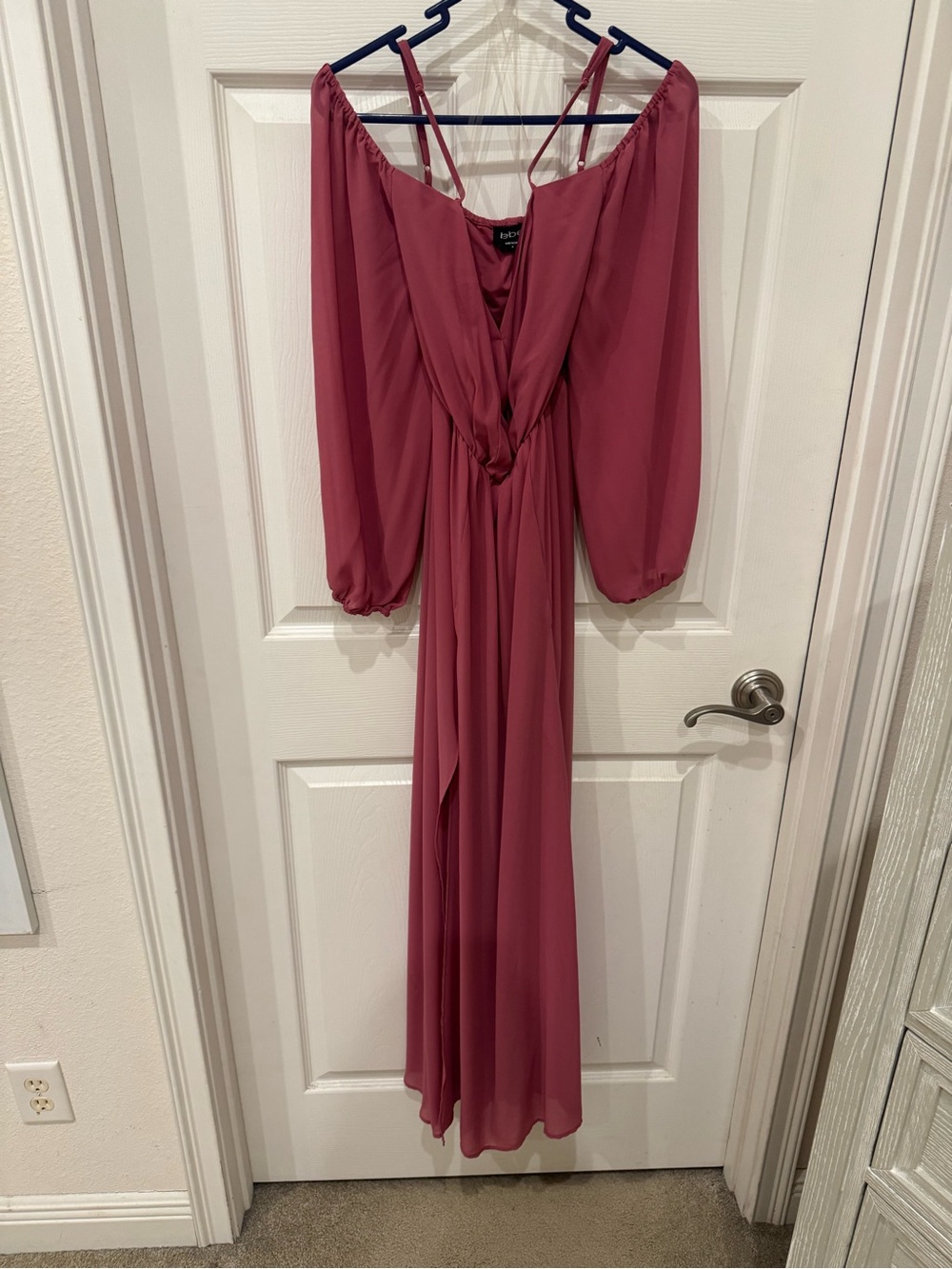 bebe Mauve Off-Shoulder Maxi Dress